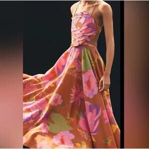 NWT CAROLINE CONSTAS Cutout Linen Dress Size M